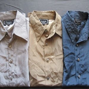 Vtg Saxifon Horse Print Satin Button Down Shirts